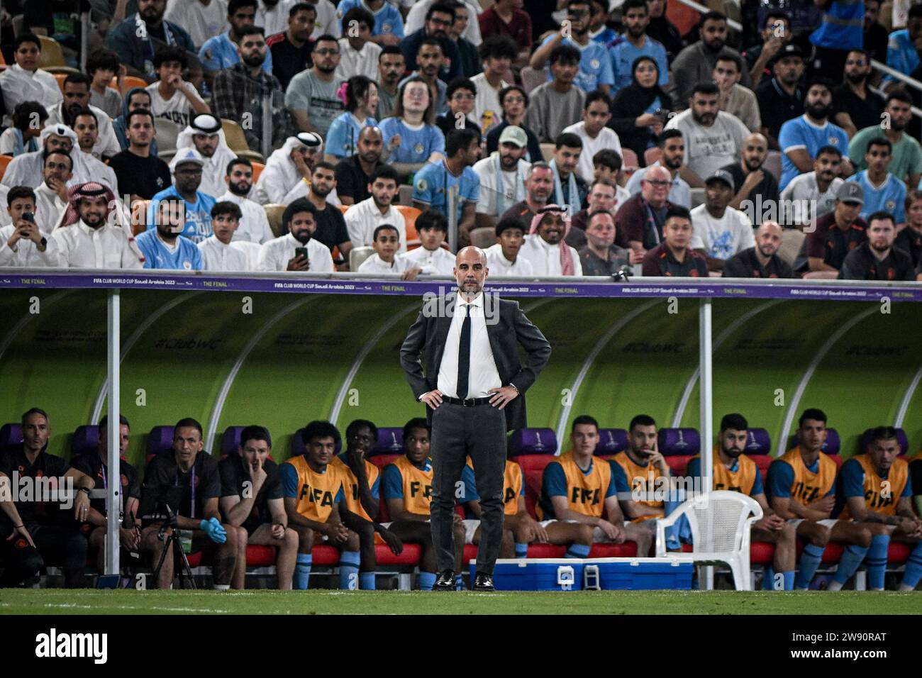 Jeddah, Saudi Arabia. 22nd Dec, 2023. JEDDAH, SAUDI ARABIA - DECEMBER 22: Man City manager Pep Guardiola during the FIFA Club World Cup Final match between Manchester City and Fluminense at King Abdullah Sports City on December 22, 2023 in Jeddah, Saudi Arabia. (Photo by Alexandre Neto/SPP) (Alexandre Neto/SPP) Credit: SPP Sport Press Photo. /Alamy Live News Stock Photo