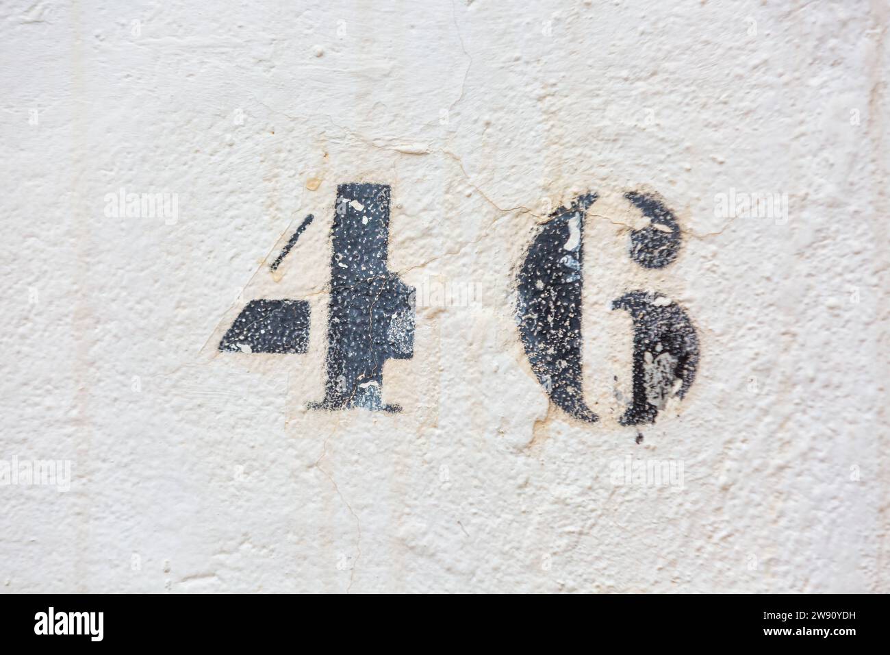 Old Weathered House Number 46, Drawing Stock Photo