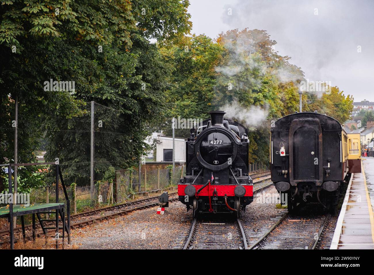 Paignton and Dartmouth steam railway trains in the station. Paignton, Devon, England, UK, Britain Stock Photo