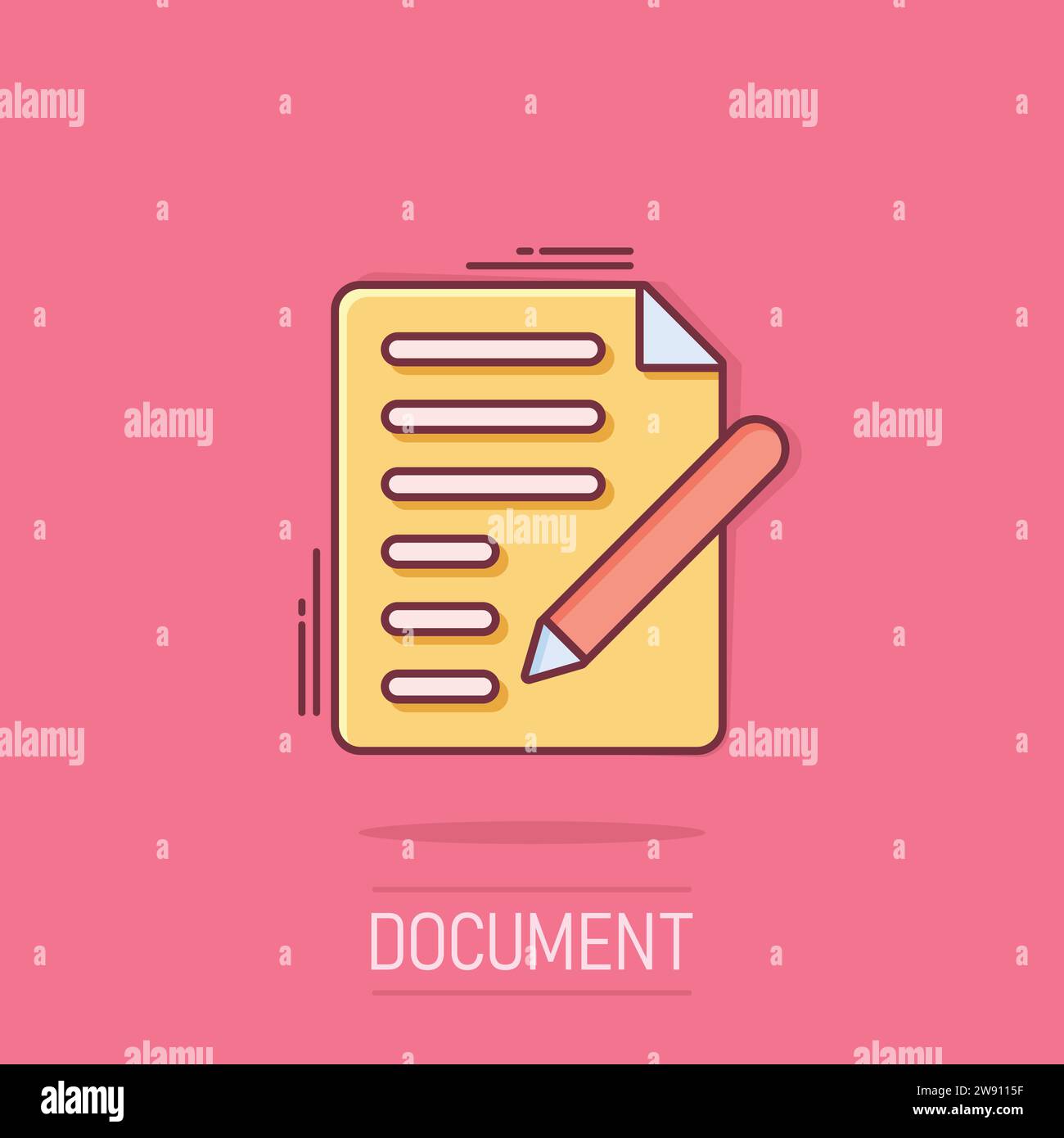Document note icon in comic style. Paper sheet vector cartoon ...