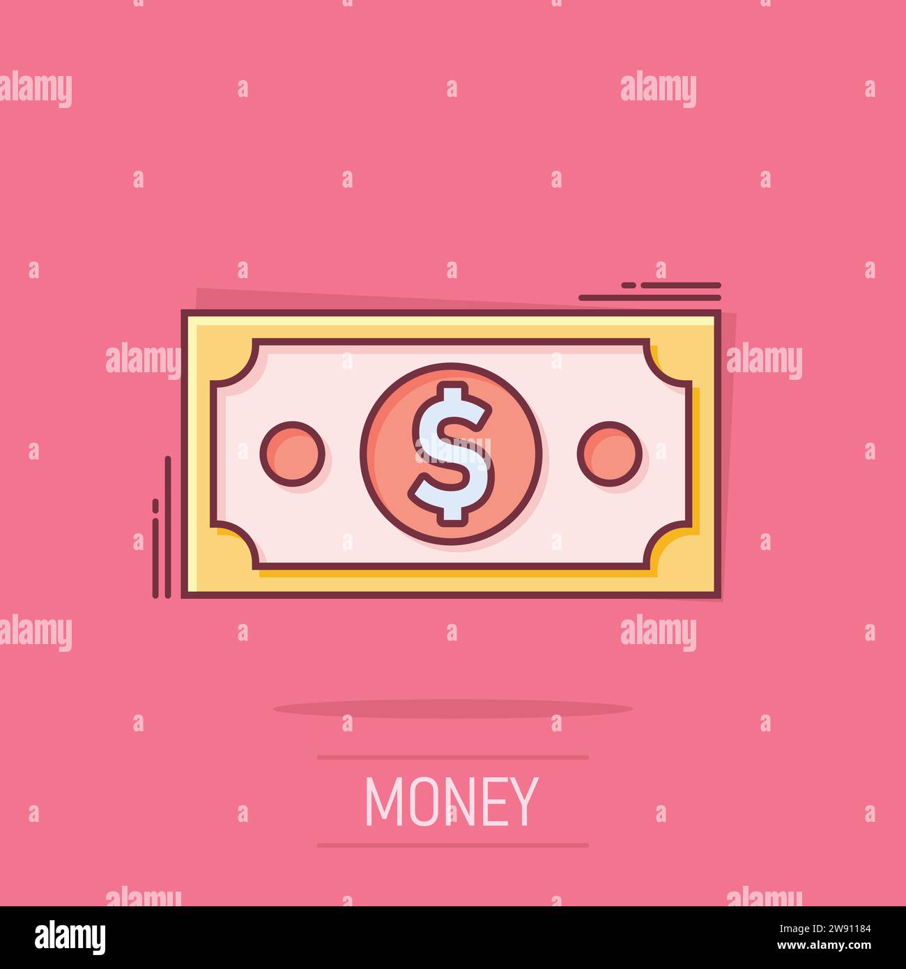 Dollar currency banknote icon in comic style. Dollar cash vector ...
