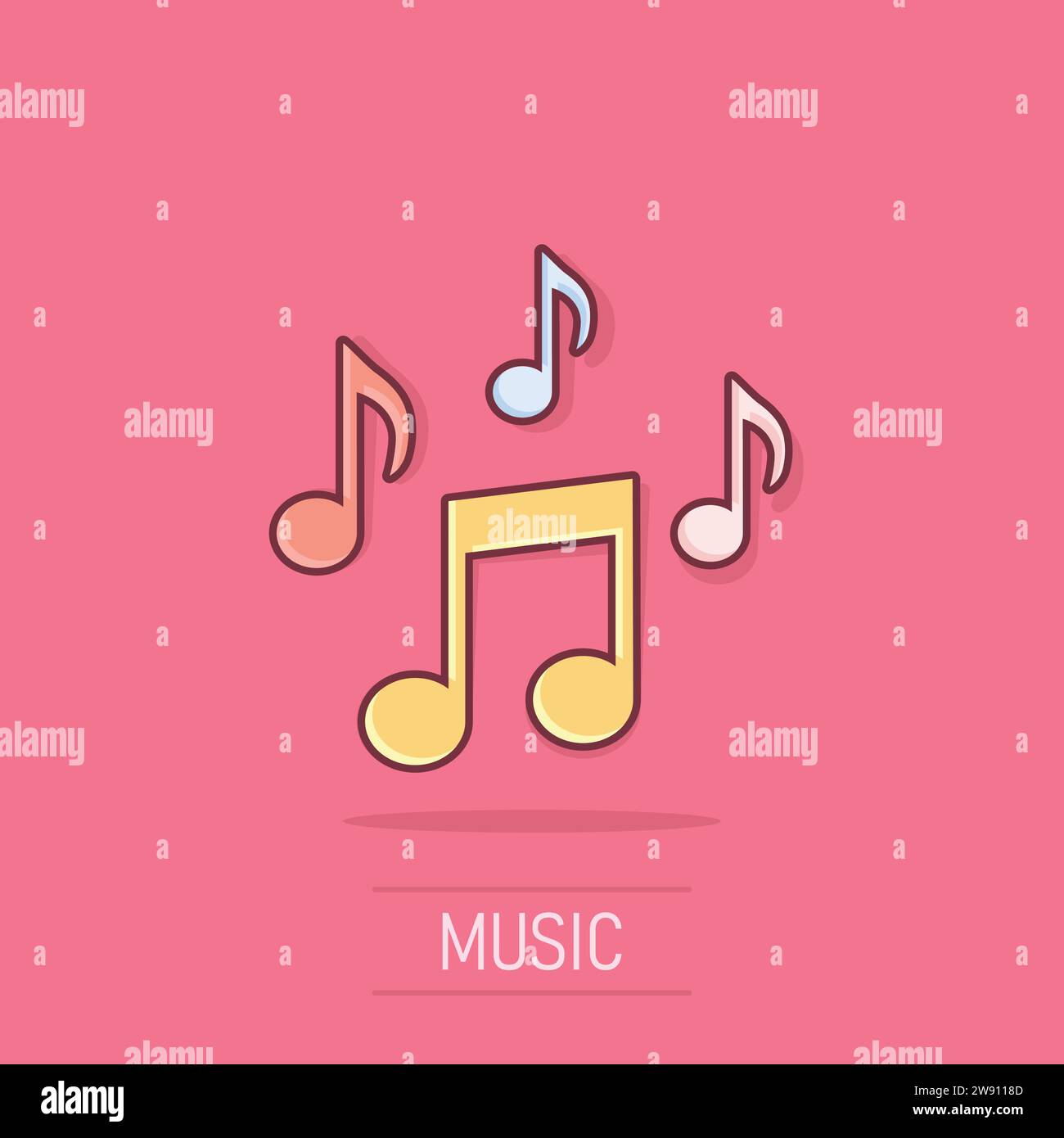Vector cartoon music note icon in comic style. Sound media concept ...