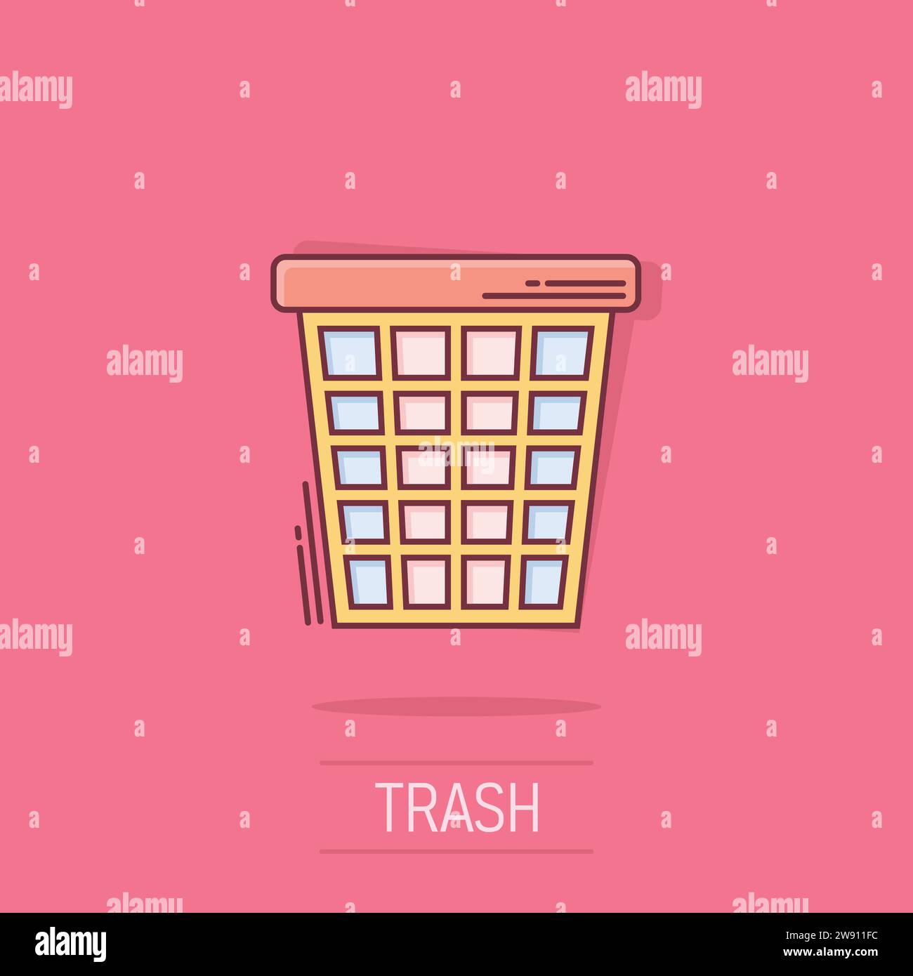 Trash bin garbage icon in comic style. Trash bucket vector cartoon ...