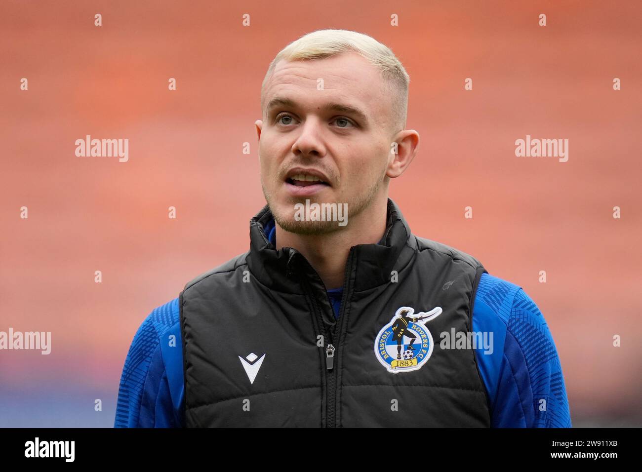 Luke Thomas 11 of Bristol Rovers inspects the pitch before the Sky Bet League 1 match Blackpool