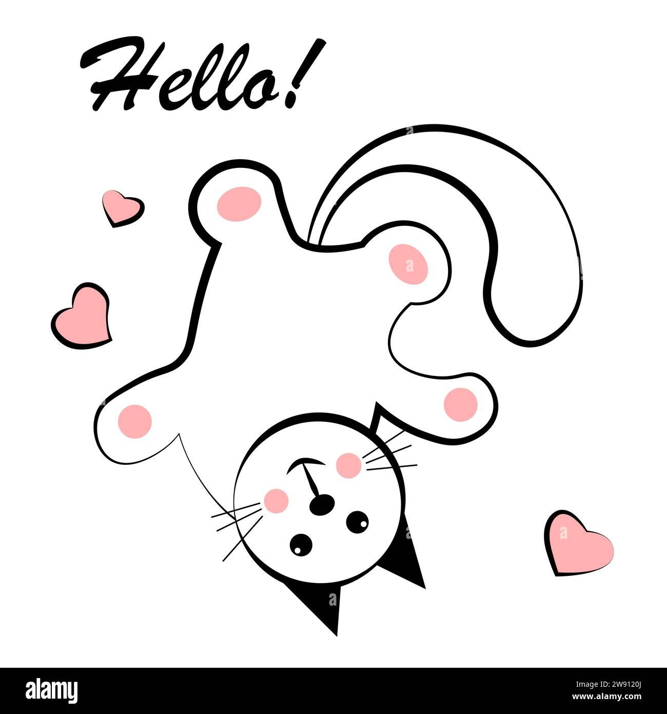 Cat upside down. Doodle. Hello Stock Vector Image & Art Alamy