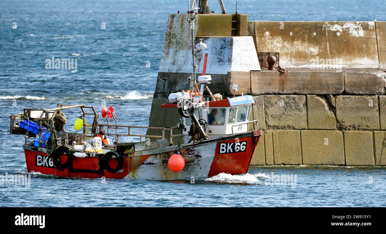 Crab and lobster fishing vessel. Northumberland, UK. Stock Photo