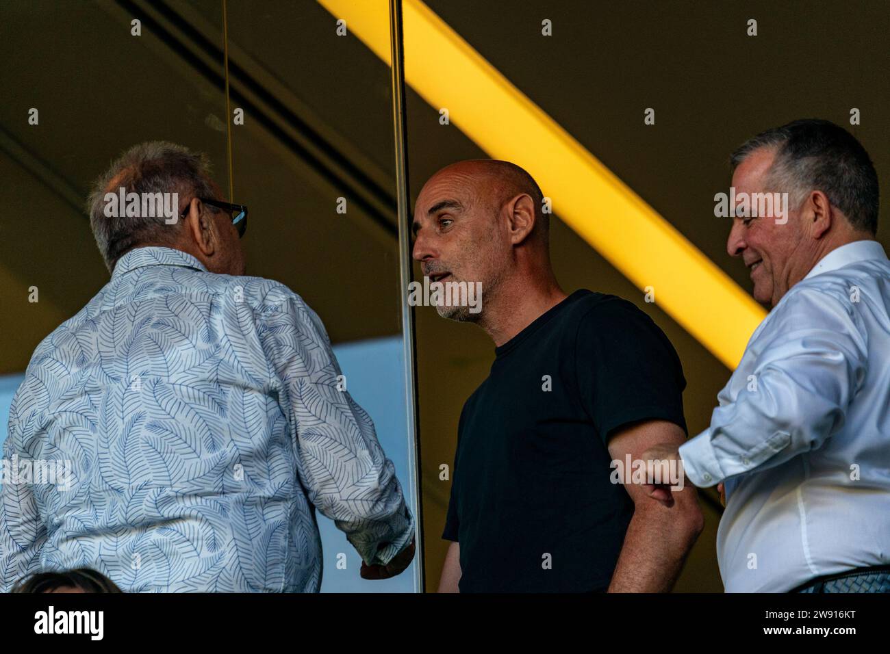 Melbourne, Australia. 23 December, 2023. Former Melbourne Victory and Yokohama F-Marinos coach Kevin Muscat watches on from a corporate box during the Liberty A-League double header between Melbourne City FC and Melbourne Victory FC at AAMI Park in Melbourne, Australia. Credit: James Forrester/Alamy Live News Stock Photo