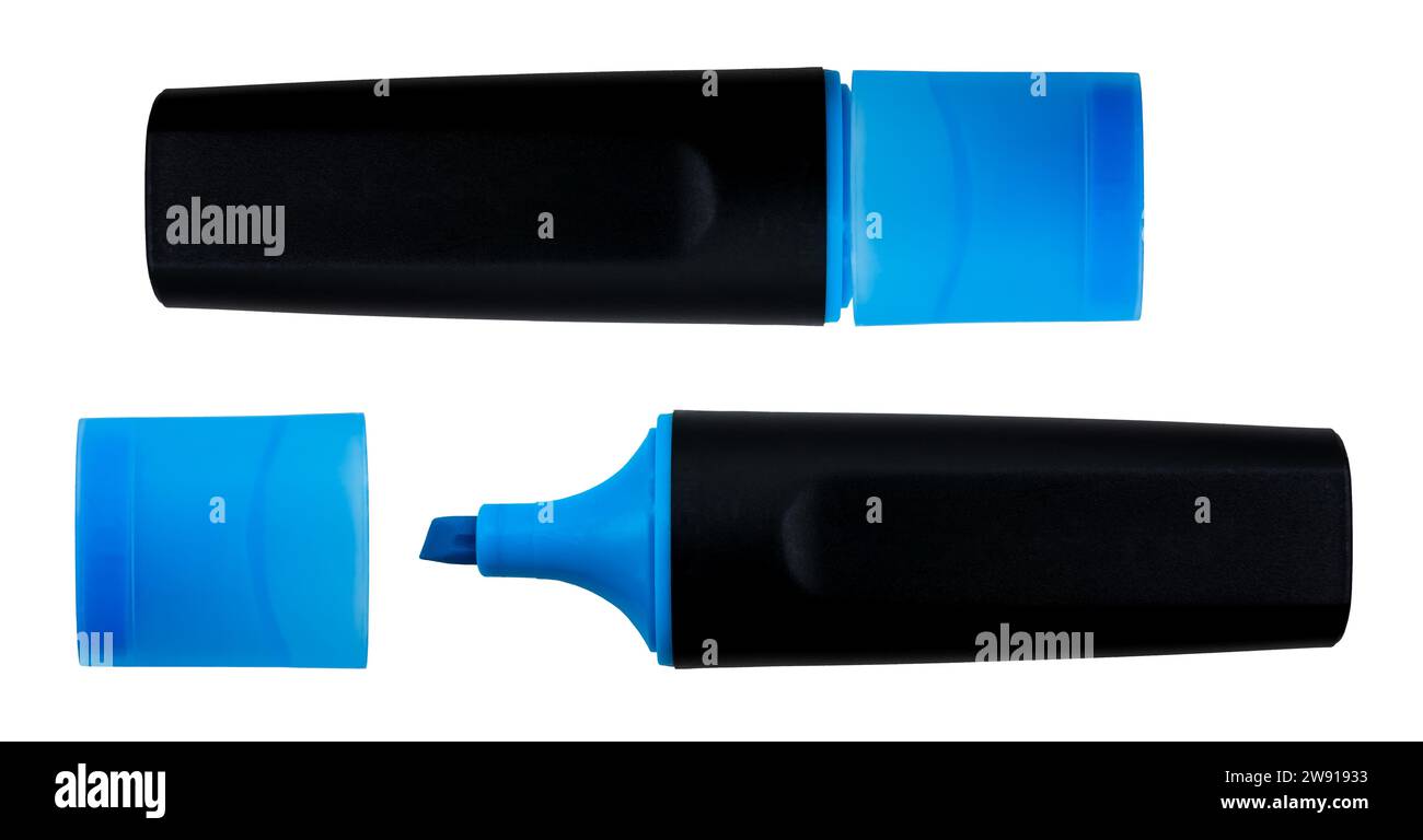 Permanent blue marker on a white background. Text marker for office and