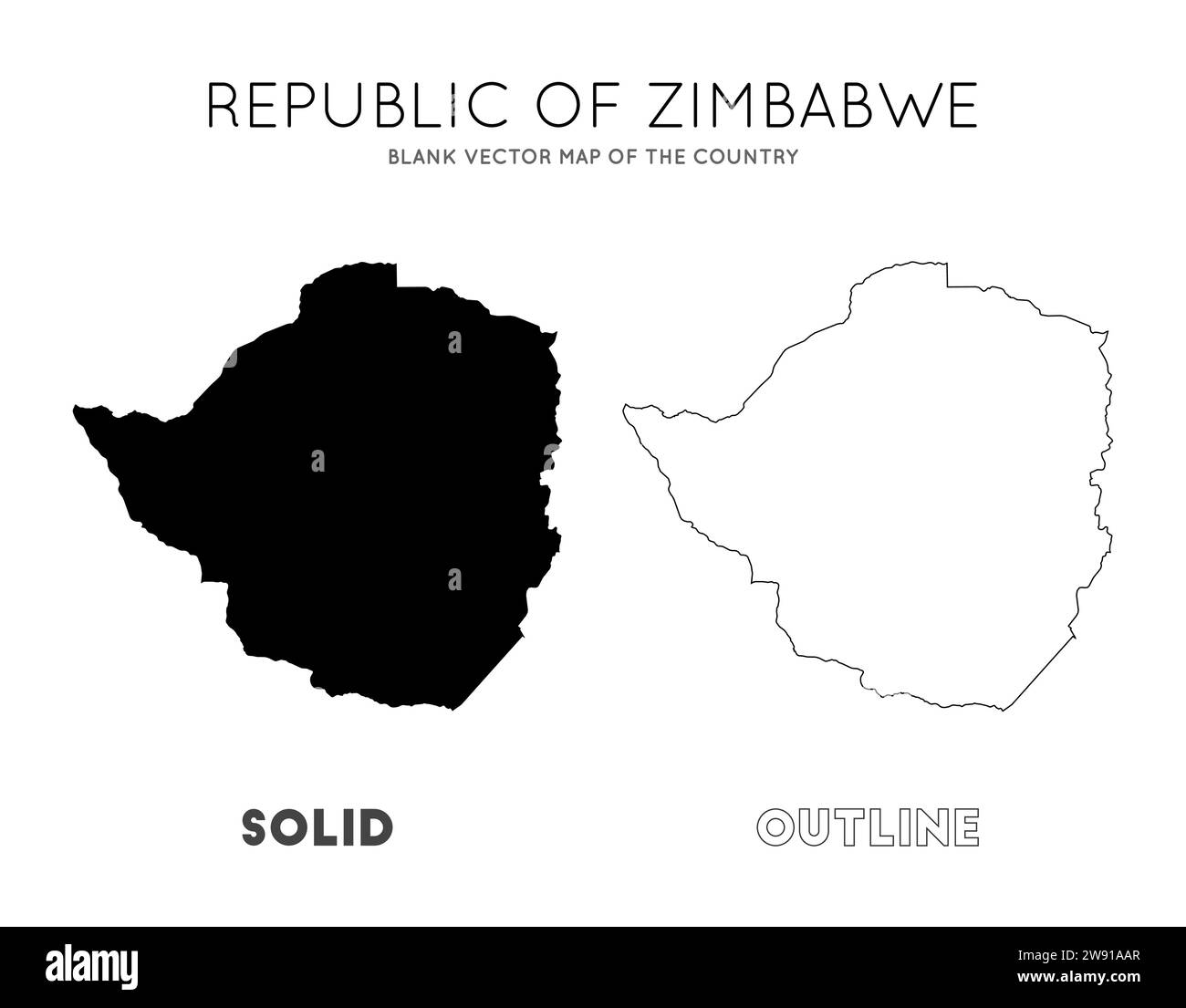 Zimbabwe map. Blank vector map of the Country. Borders of Zimbabwe for your infographic. Vector illustration. Stock Vector