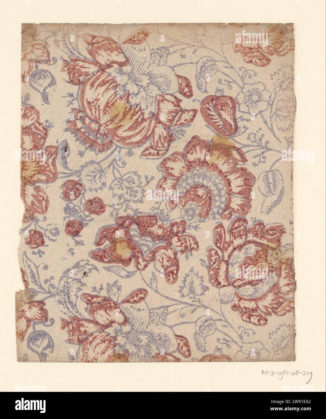 Blow pattern of flowers, Anonymous, 1750 - 1900 Leaf with spreading ...