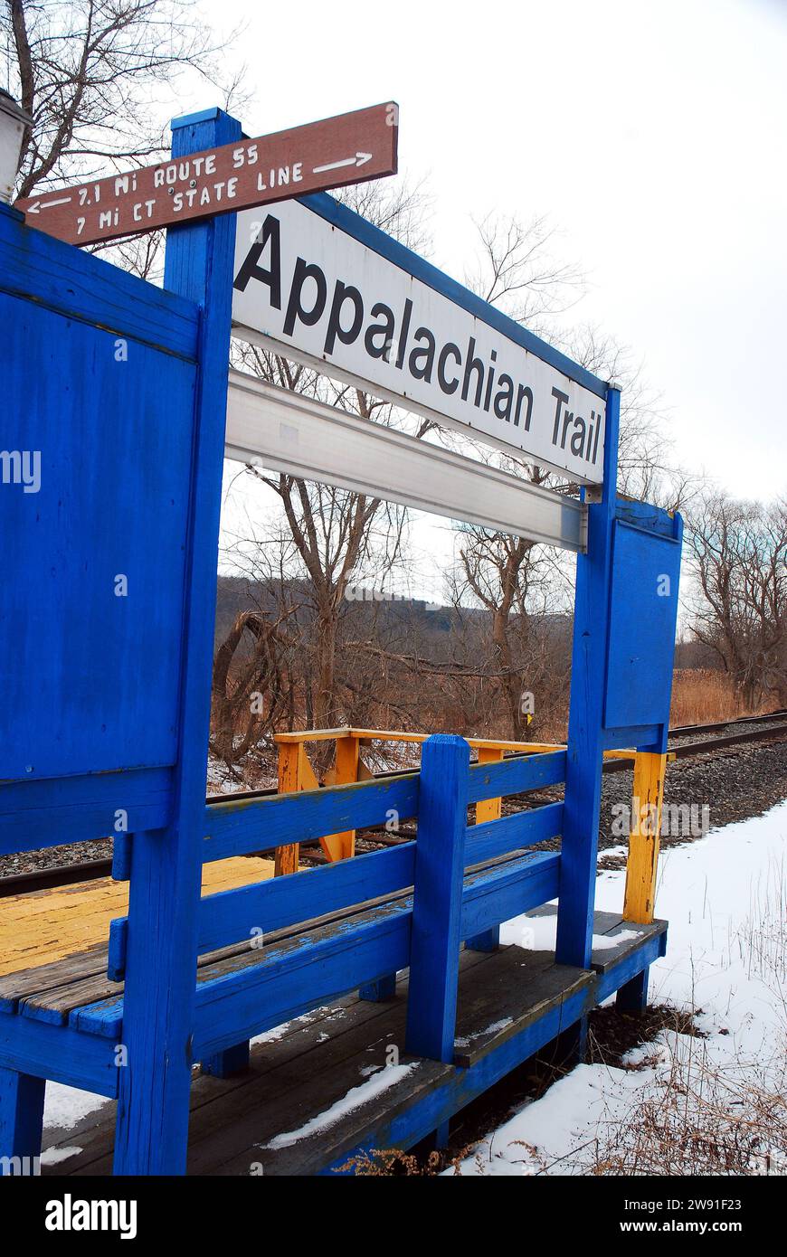 Metro North train in New York provides a station for those looking to take the railroad to the Appalachian Hiking Trail Stock Photo