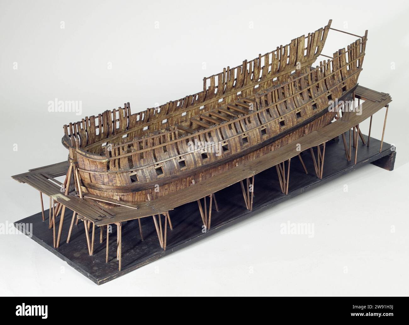 Scaffolding Model of a 60 to 68Gun Ship, Schelte Hasselaar (attributed to), 1752 ship model