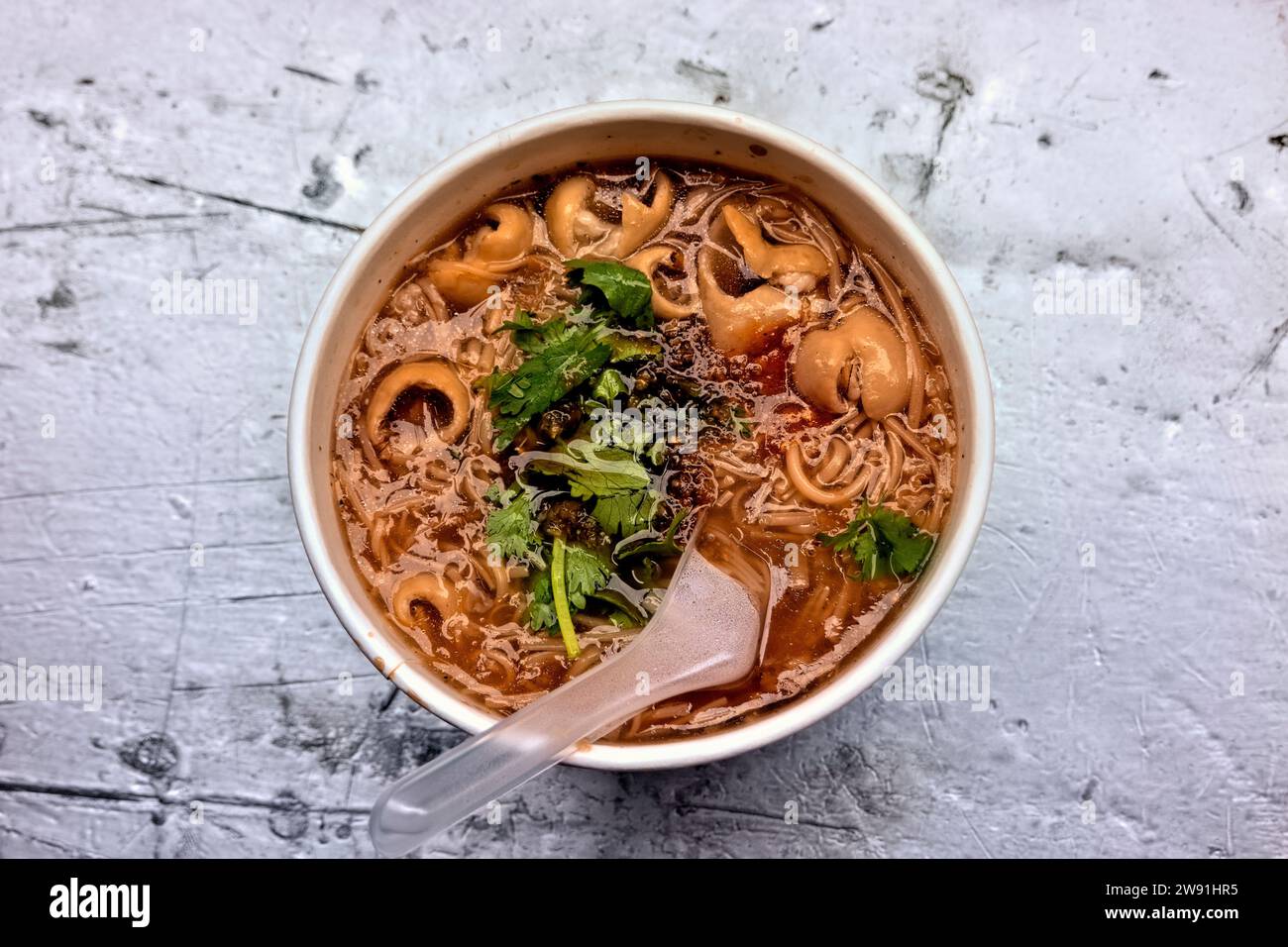 Thick gravy noodles at the famous AyChung Flour Rice Noodles, Taipei, Taiwan Stock Photo Alamy