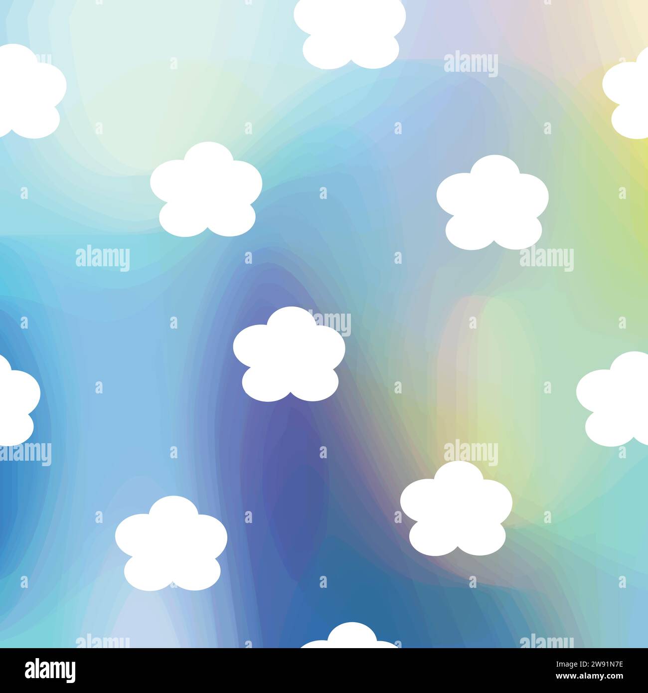 White clouds on abstract blue sky. Seamless pattern. Stock Vector