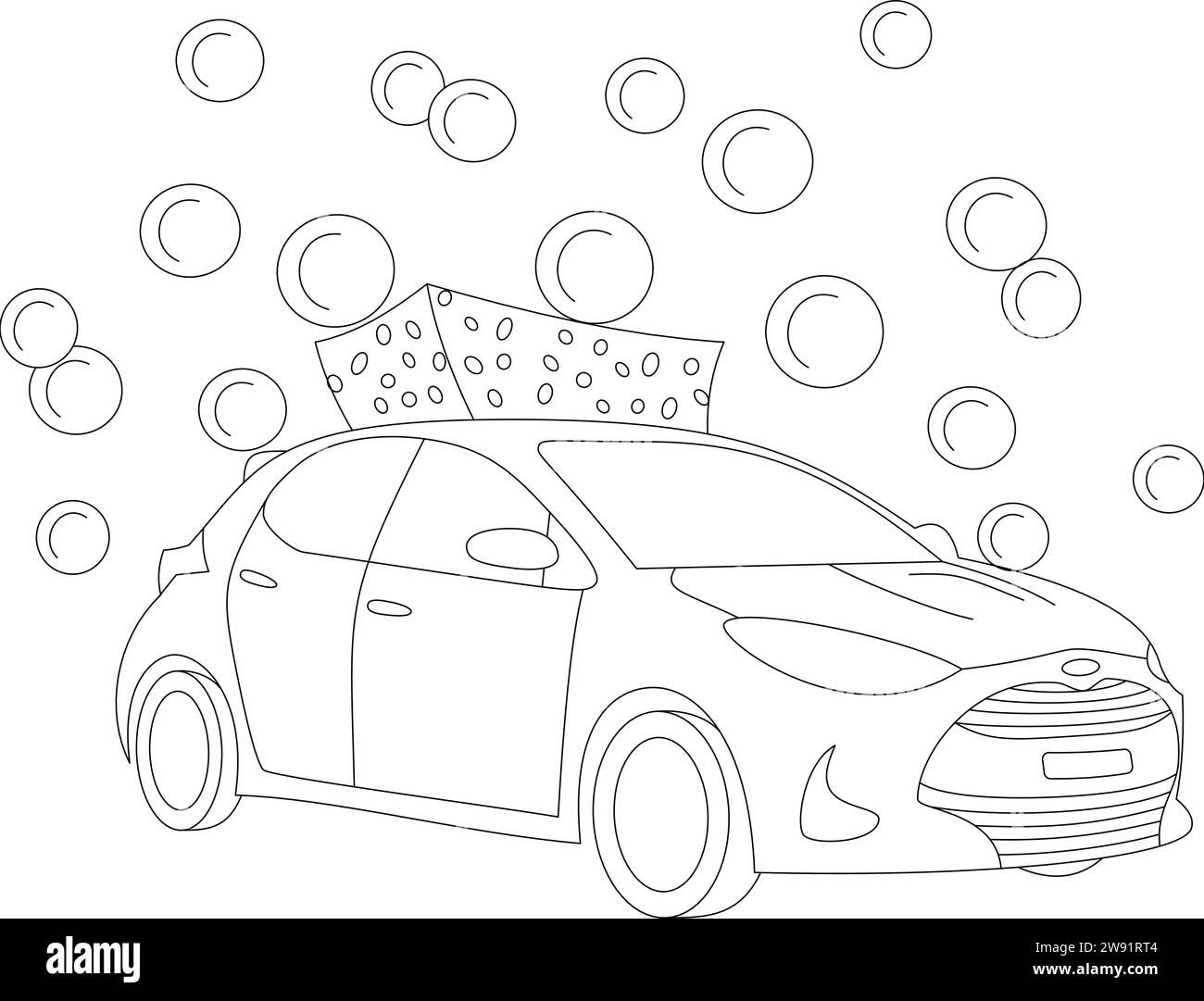 car-wash-car-with-soap-bubbles-transparent-background-stock-vector
