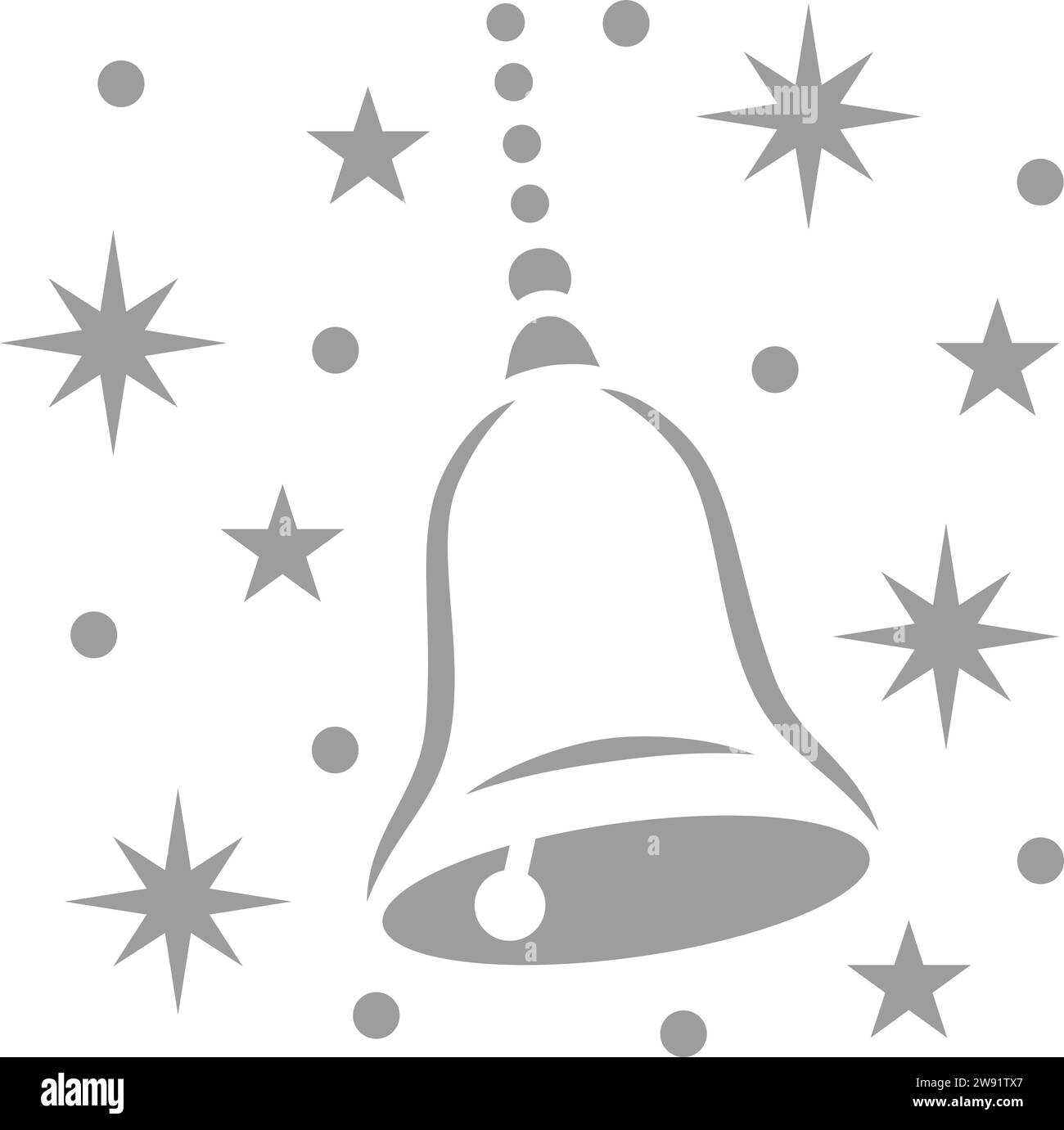 Christmas bell gray with transparent background Stock Vector