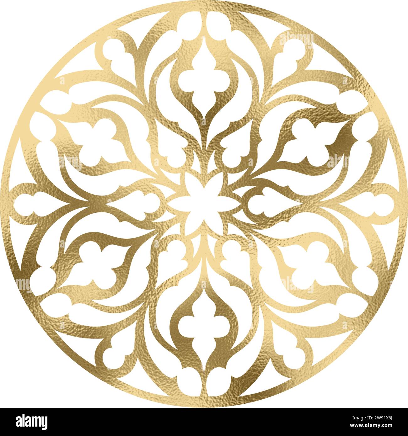 Rosette, mandala in gold, transparent background Stock Vector