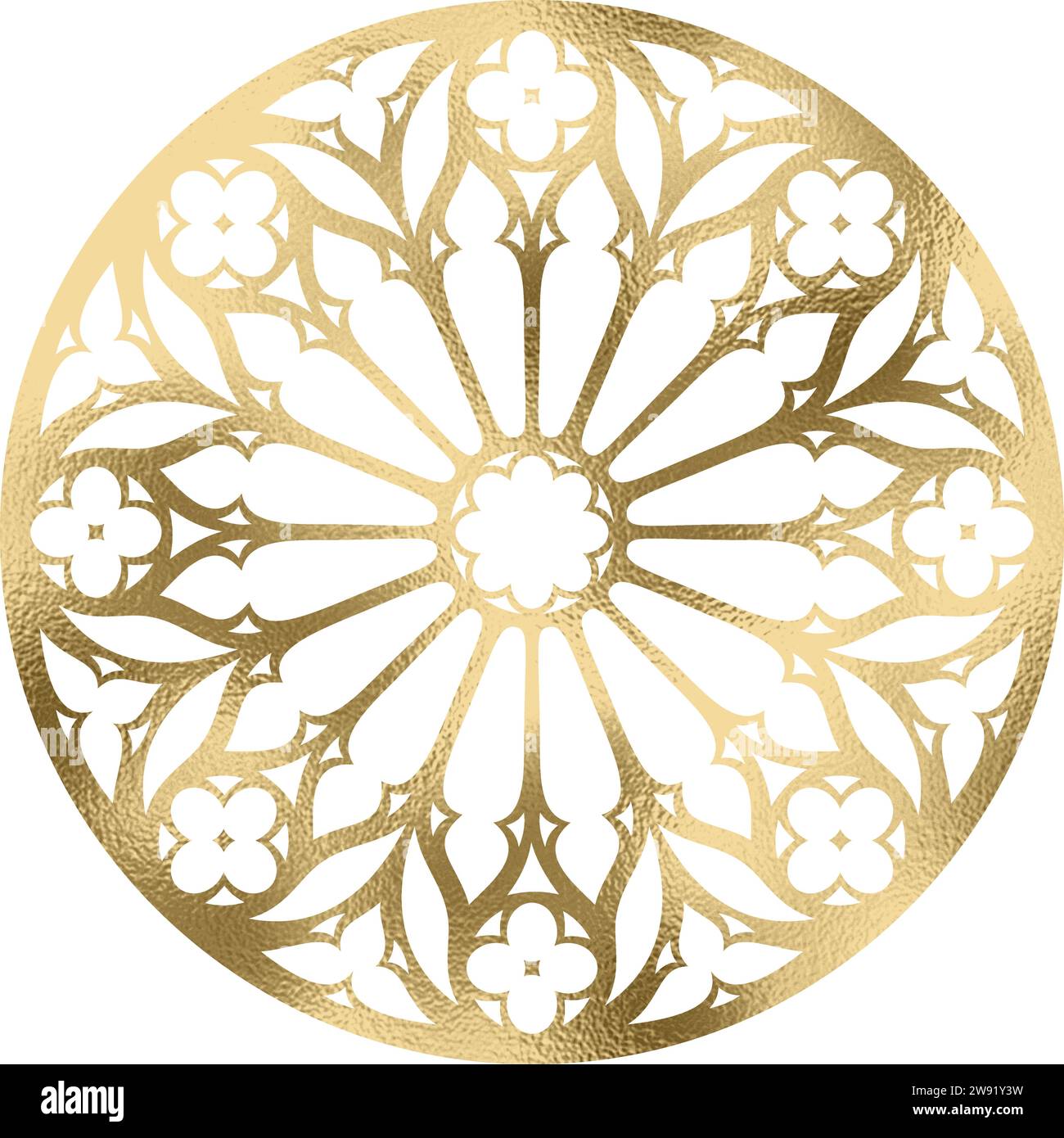 Rosette, mandala in gold, transparent background Stock Vector