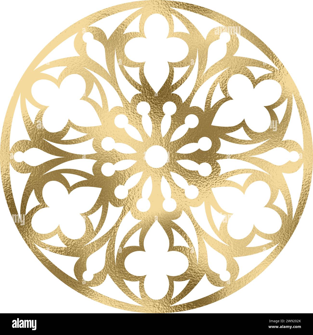 Rosette, mandala in gold, transparent background Stock Vector