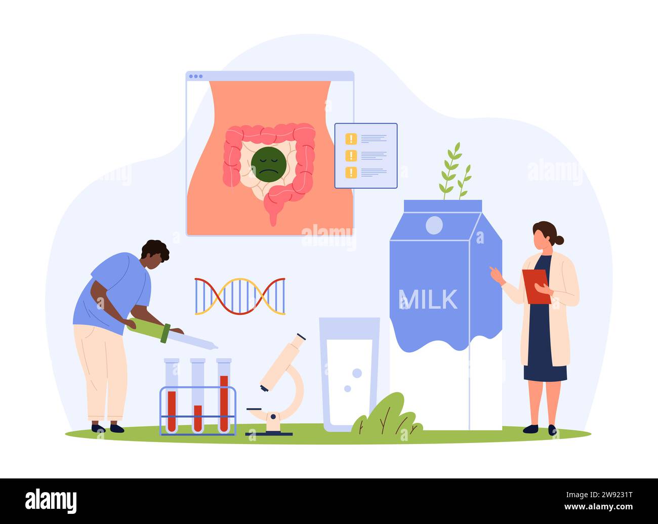 Laboratory tests for lactose intolerance in medical clinic. Tiny people
