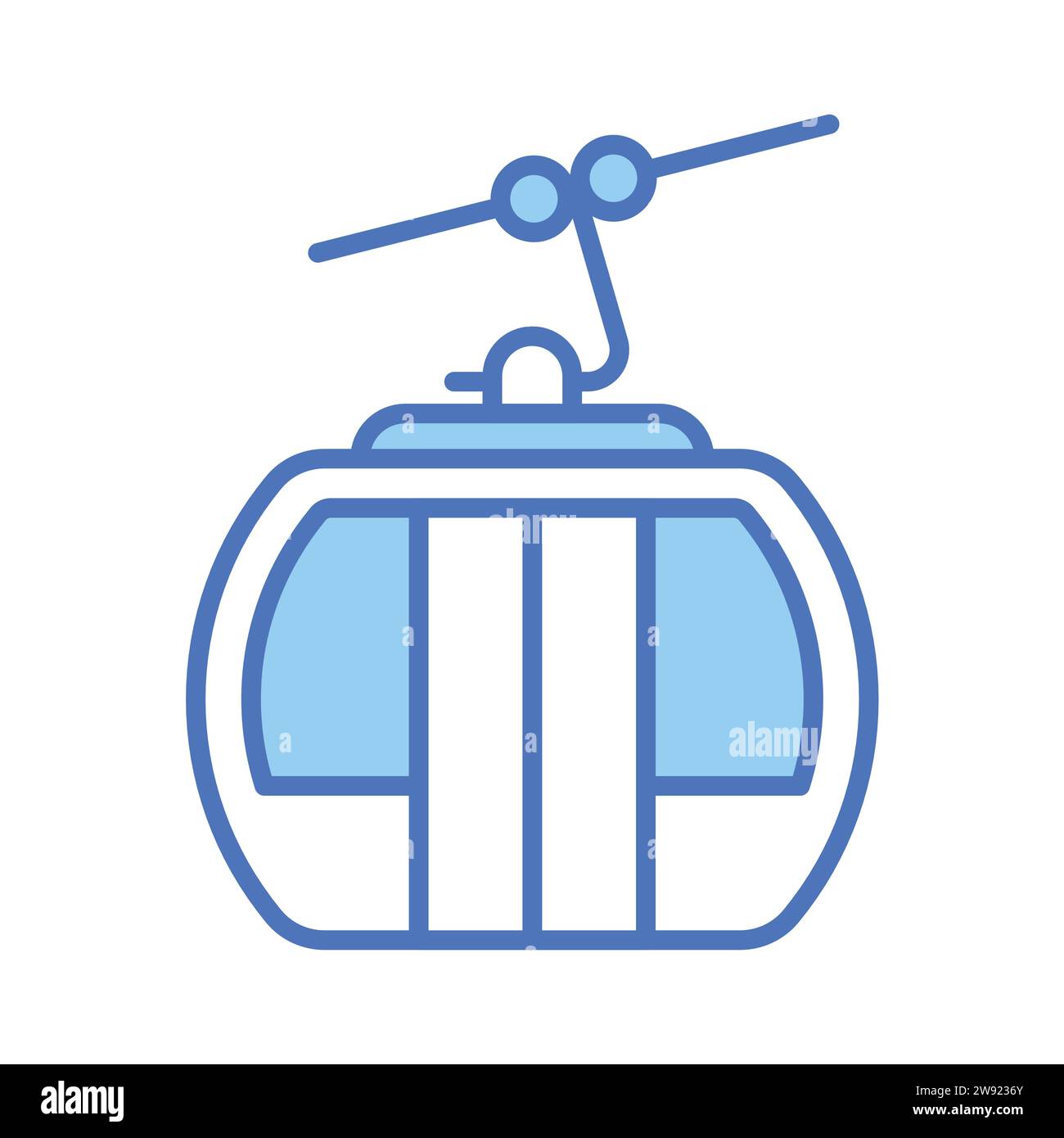 Cable car vector denoting transportation that uses cables to pull tram-like vehicles up and down steep hills or inclines Stock Vector