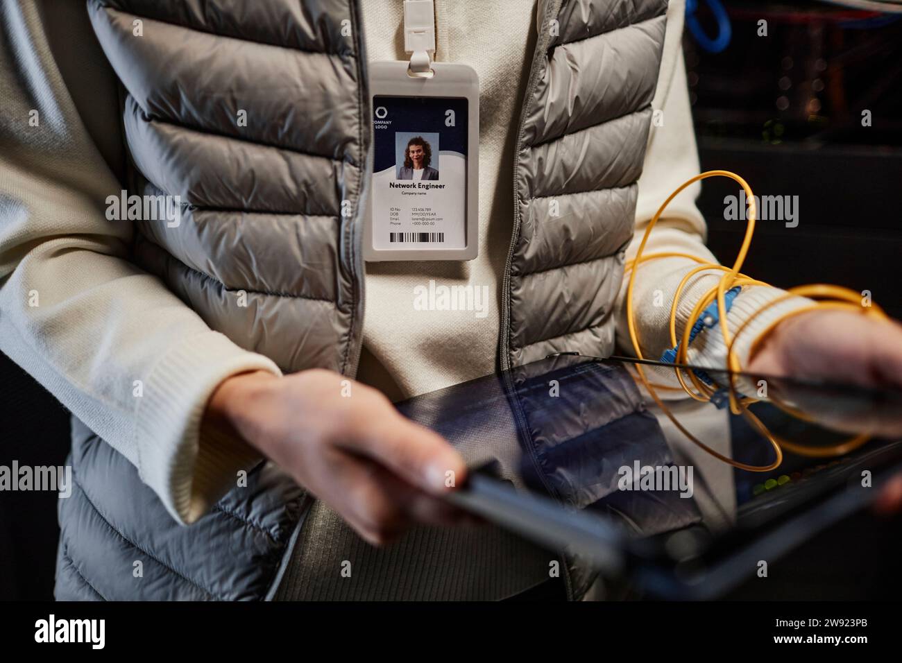 Young engineer holding tablet PC Stock Photo