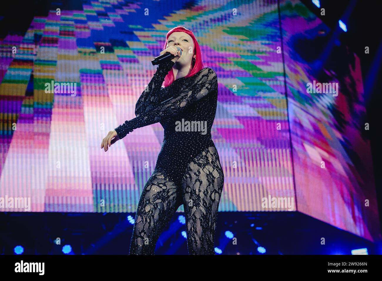 Zurich, Switzerland. 15th, December 2023. The Enligsh group Sophie and the Giants performs live during the Energy Star Night 2023 at St. Jakob Halle in Basel. Here singer Sophie Scott is seen live on stage. (Photo credit: Gonzales Photo - Tilman Jentzsch). Stock Photo