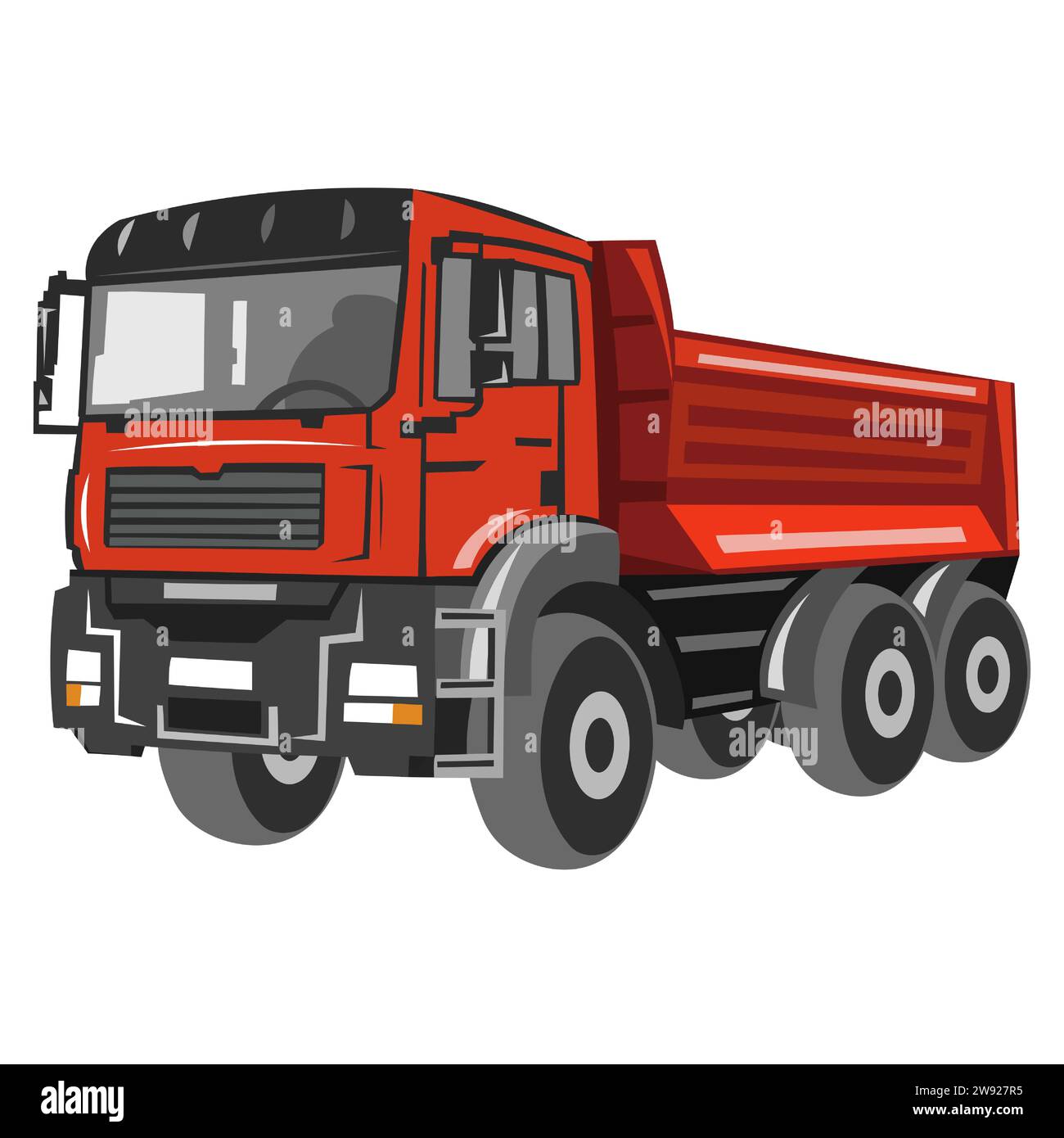 Red construction truck vector image on white background. Stock Vector