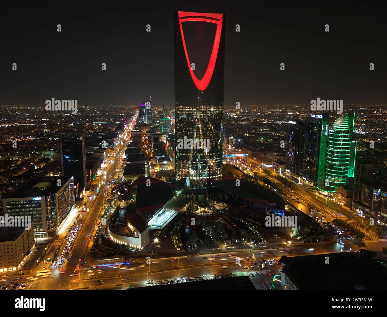 The captivating drone shot captures the dynamic essence of Riyadh