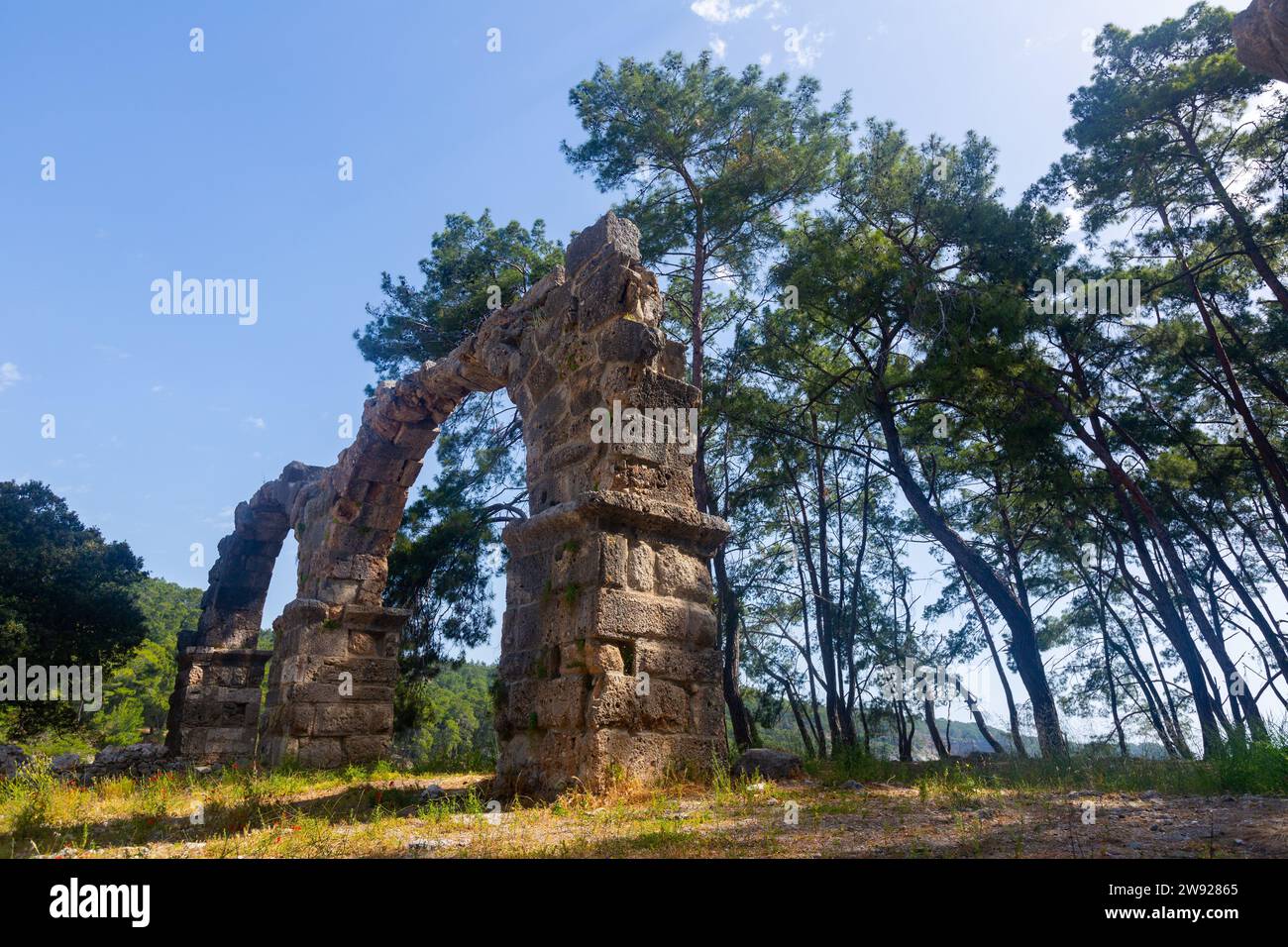 Ruins of aquaeduct in Phaselis, Antalya Province, Turkey Stock Photo