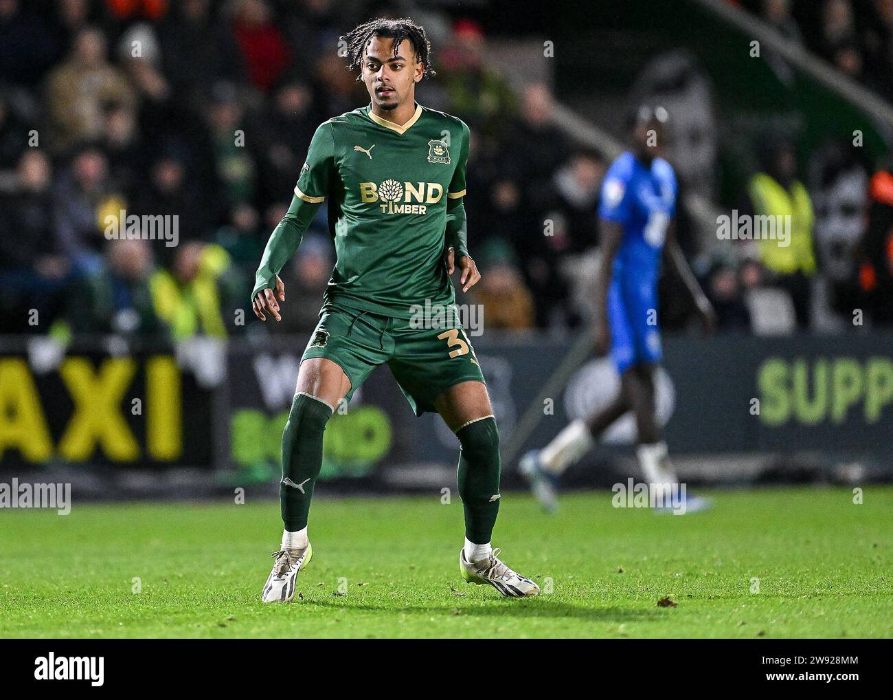Freddie Issaka 35 of Plymouth Argyle in action during the Sky Bet