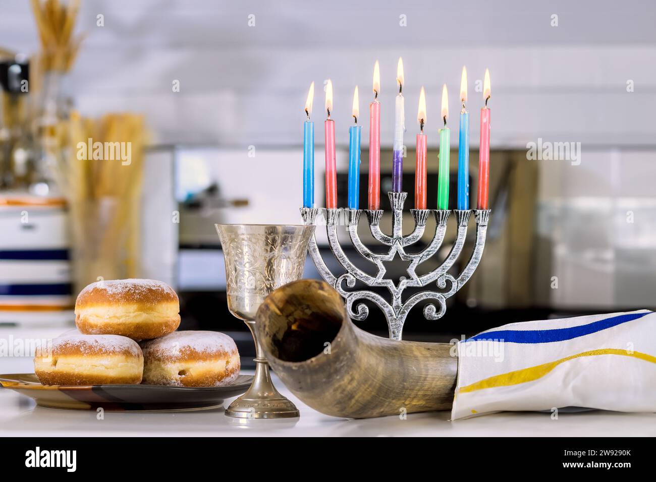 Menorah during hanukkah