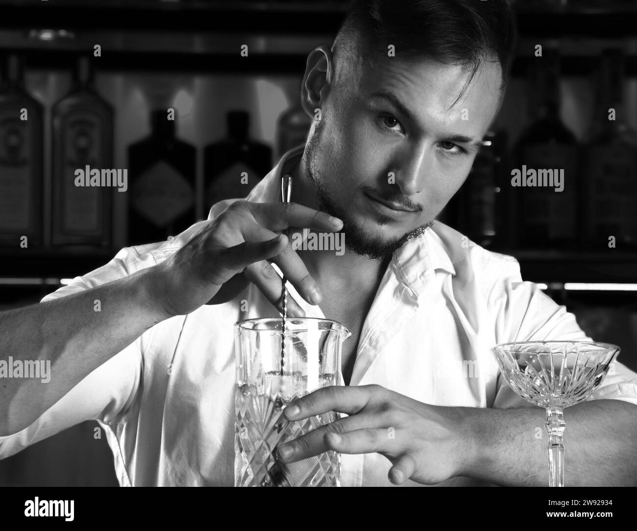 Asian male bartender Black and White Stock Photos &amp; Images - Alamy