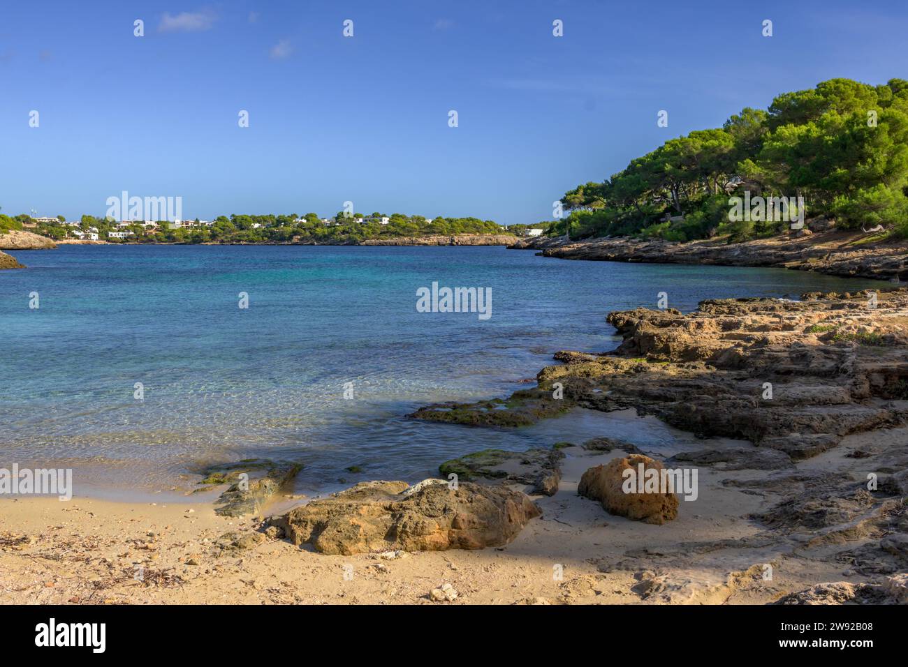 Panoramic view of a small beach in mallorca, balearic islands Stock Photo