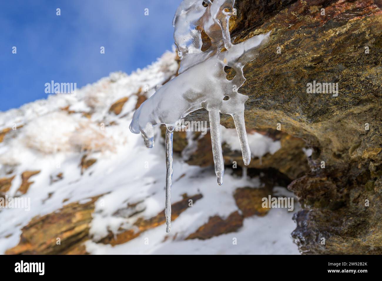 Natural ice sculptures created by ice in sierra nevada Stock Photo