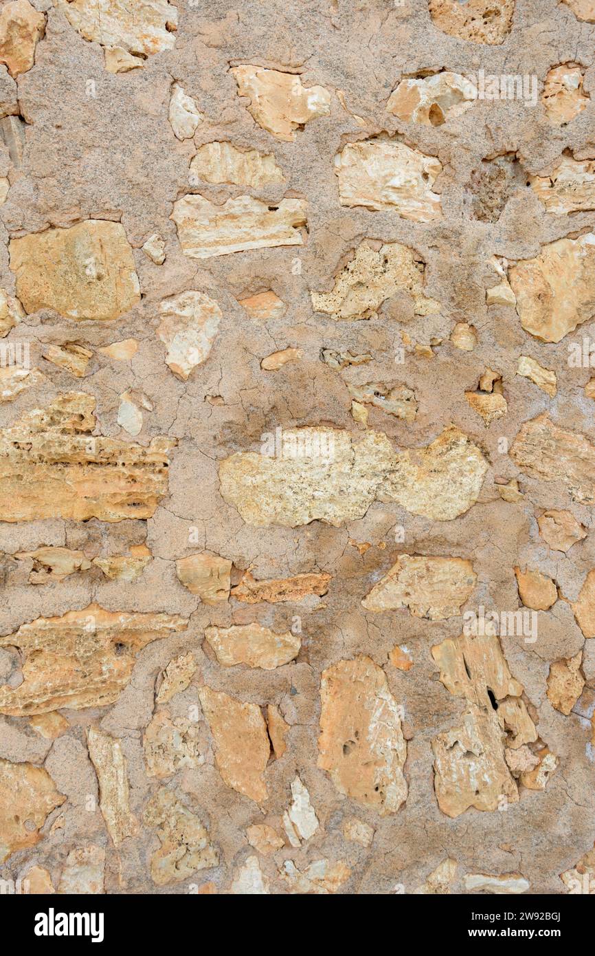 Sand stone texture details, rock surface close-up, idea for background or backdrop Stock Photo