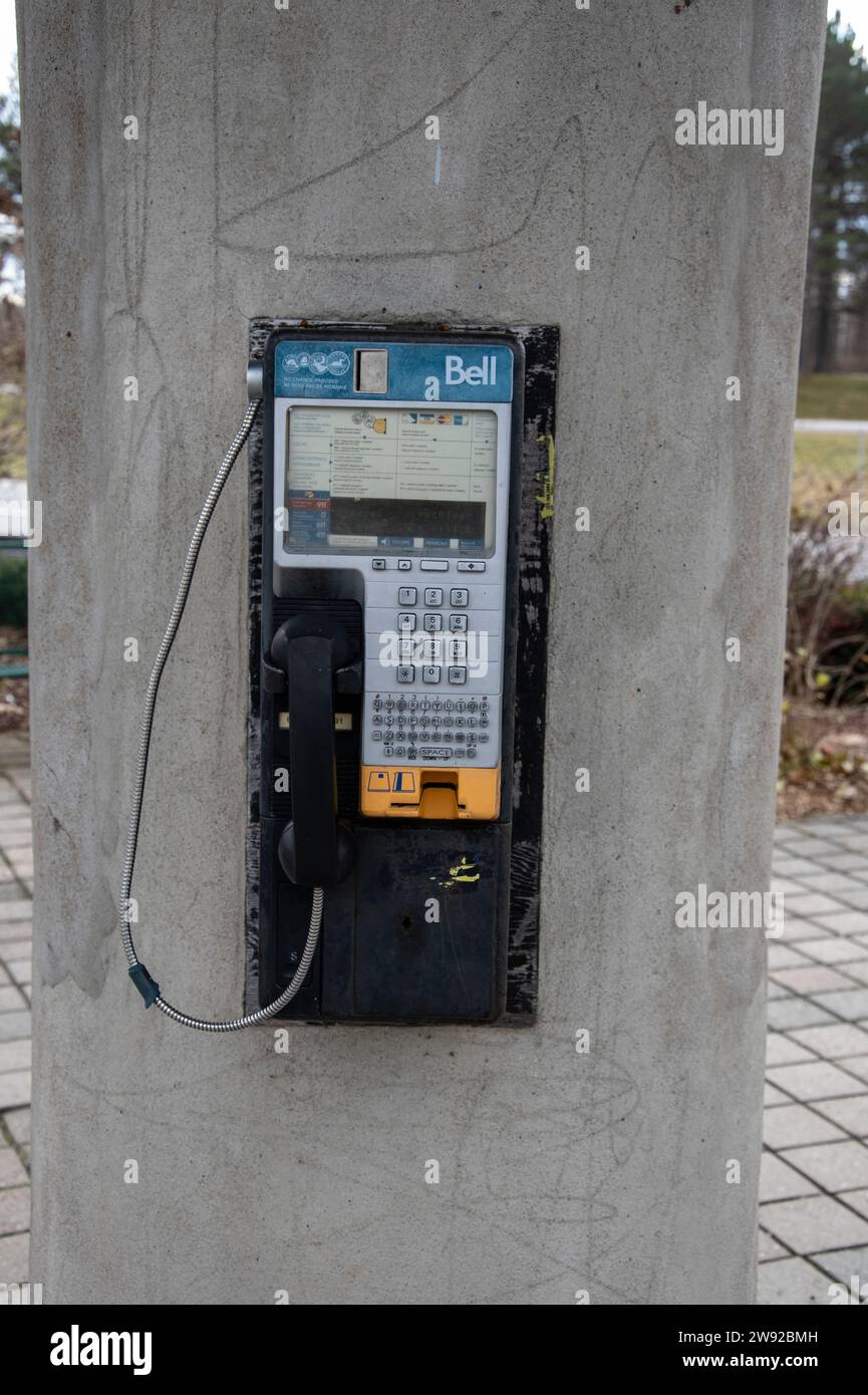 Payphone at the Ontario Tourist Information Centre in Hawkesbury, Ontario, Canada Stock Photo