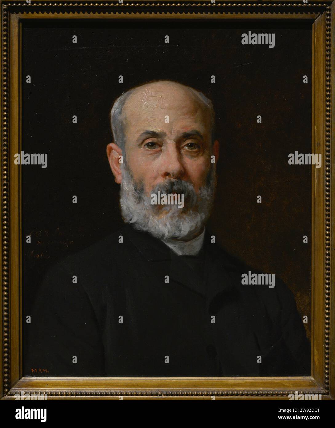 Juan Samsó Lengly (1834-1908). Spanish sculptor. The sculptor Samsó. Portrait by Antonio Caba Casamitjana (1838-1907), ca. 1895. Oil on canvas, 52 x 43 cm. Prado Museum. Madrid. Spain. Author: Antonio Caba y Casamitjana (1838-1907). Spanish painter. Stock Photo