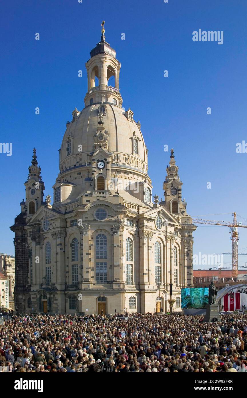 The consecration of the Church of Our Lady began with a procession led by children from the Dresden International School, marking the completion of Stock Photo