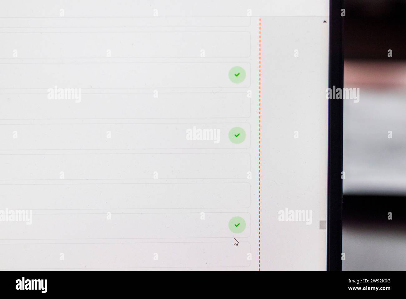 Close up shot of computer screen showing file upload progress Stock Photo