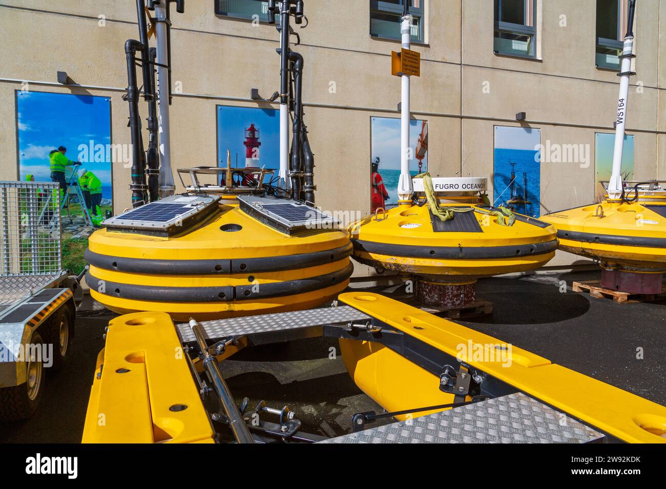 LIDAR Buoys, Brattora District, Trondheim, Trondelag County, Norway Stock Photo