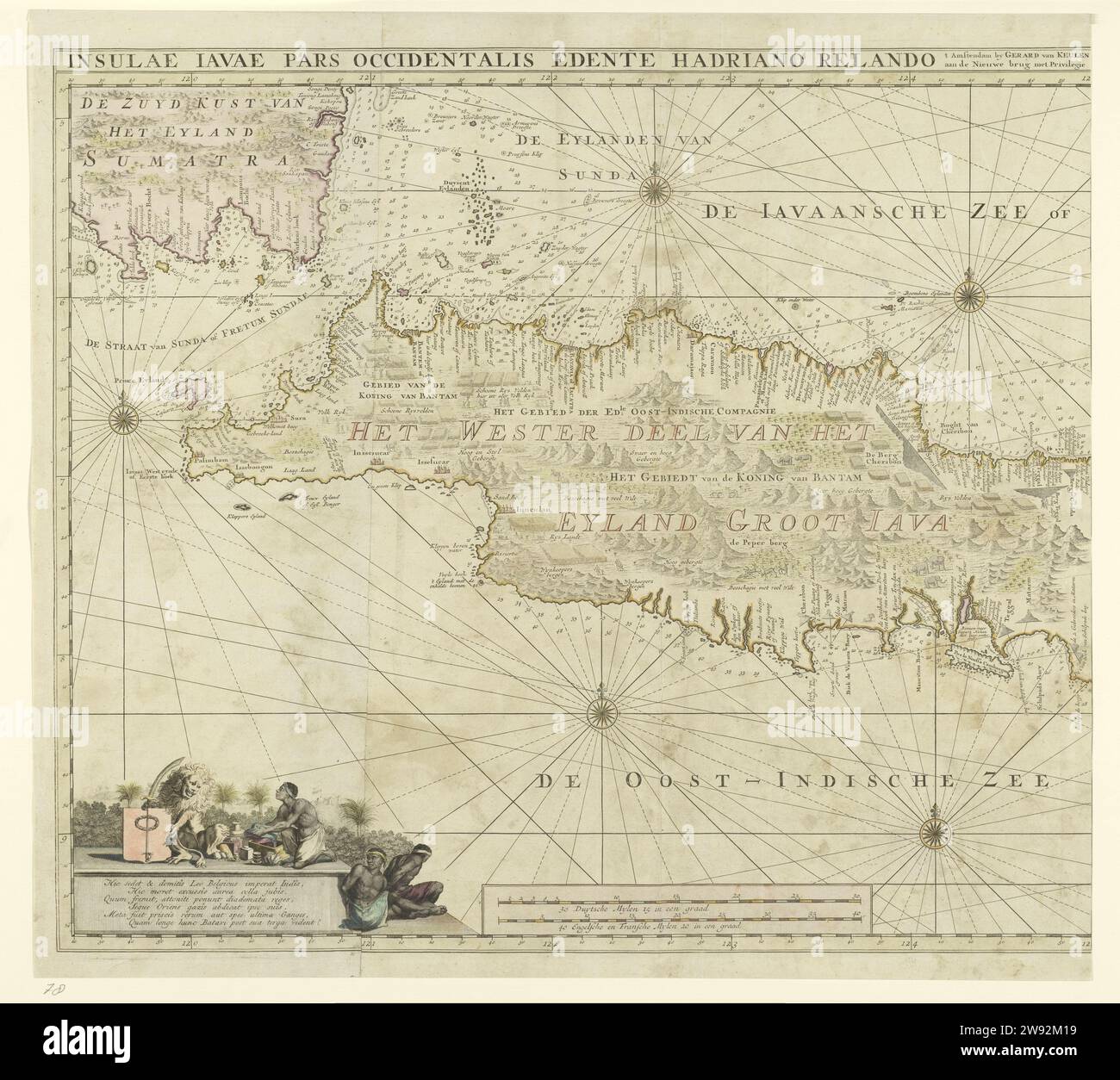 Map of the Western part of Java, Gerard van Keulen, 1728 print Map of ...