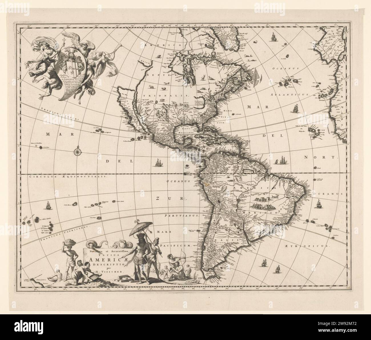 Map of America, Nicolaes Visscher (I) (workshop or), c. 1660 print Map ...