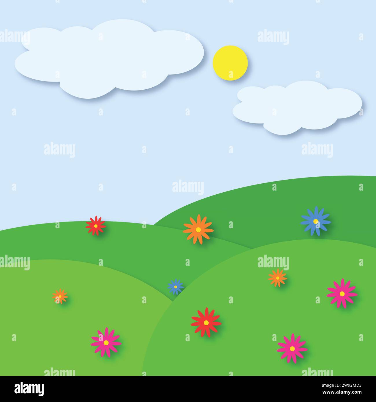 Classic spring and summer concept illustration in paper cutout style ...