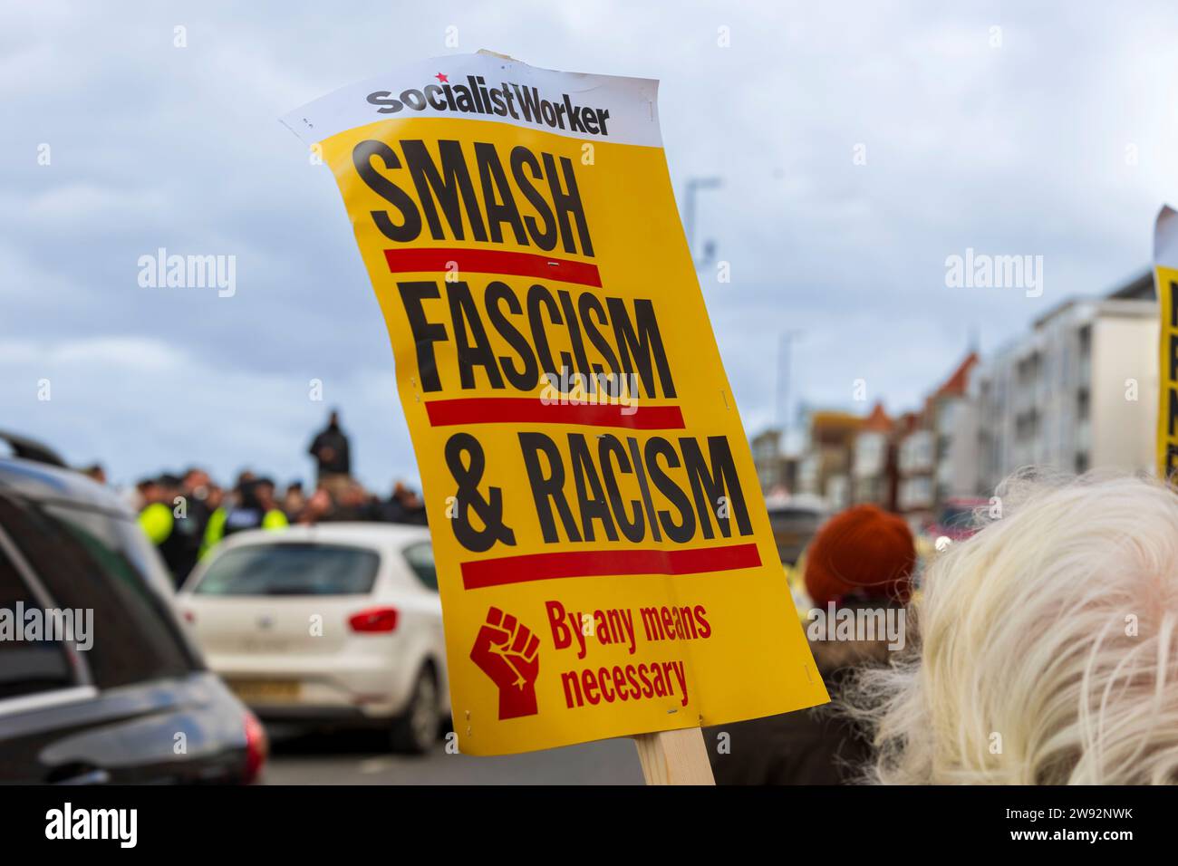 Beresford Hotel protest against refugees and counter protest against racism and the far right. Stock Photo