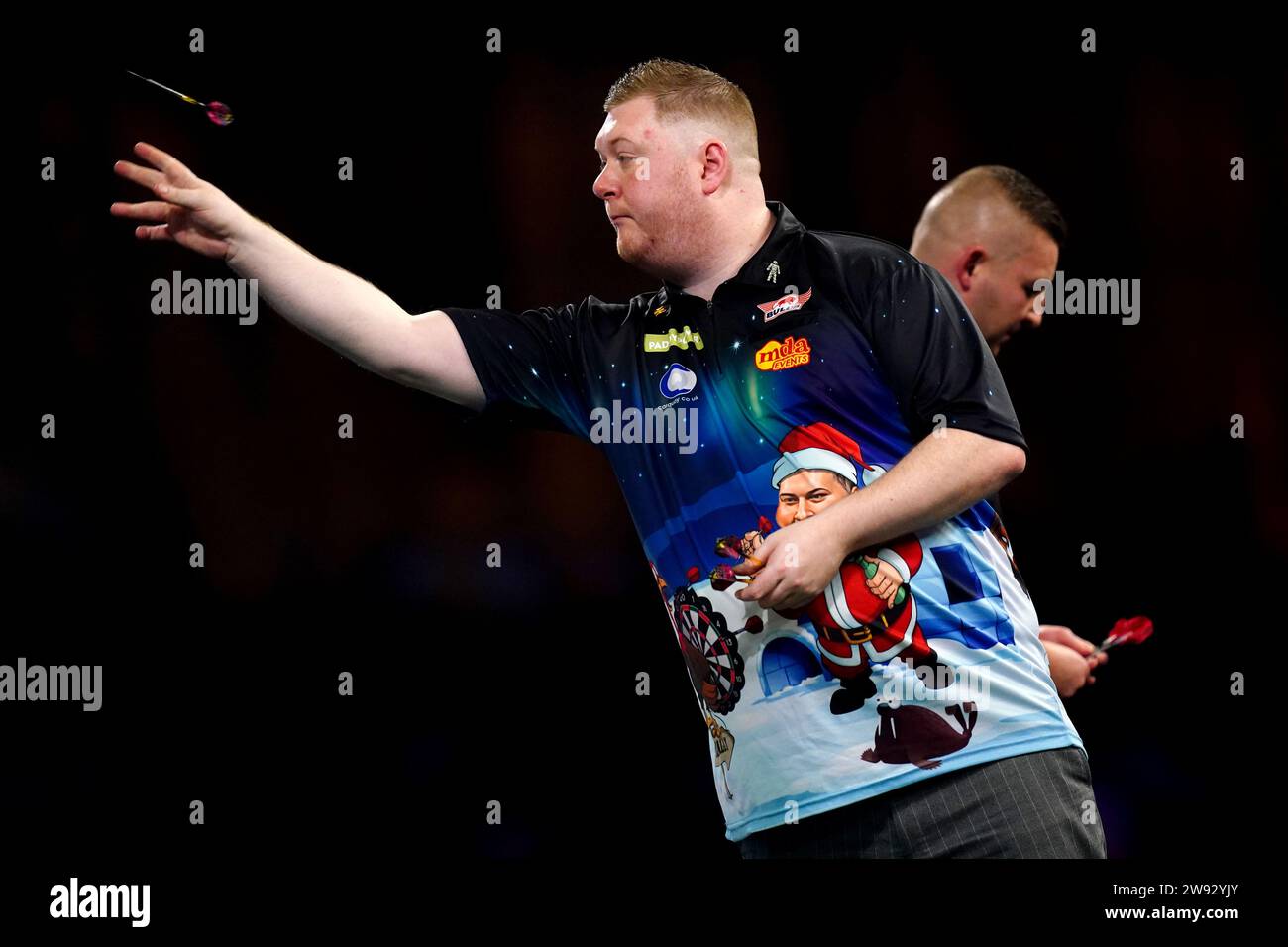 Ricky Evans during his match against Nathan Aspinall on day nine of the