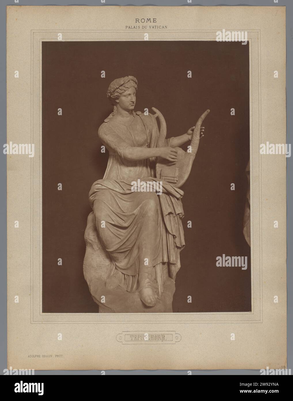Sculpture of Terpsichore (Coll. Vatican Museums), Adolphe Braun & Cie., 1880 - 1900 photograph   paper. photographic support. cardboard carbon print Terpsichore (one of the Muses); 'Terpsicore' (Ripa) Vatican Museums Stock Photo