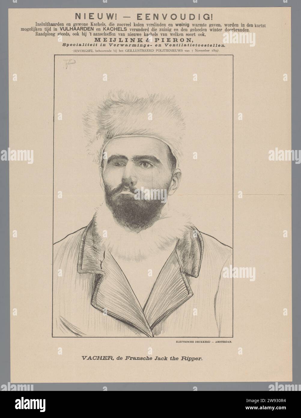 Vacher, from Fransche Jack the Ripper, Anonymous, 1897 print ...