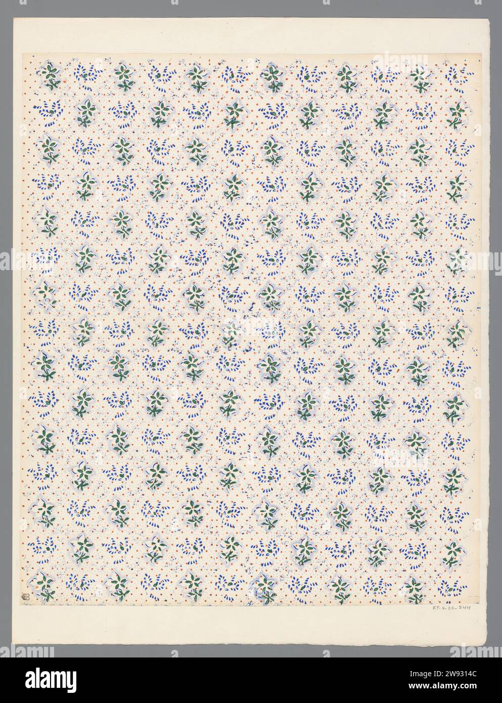 Leaf with spreading pattern of alternating flower pattern, anonymous ...