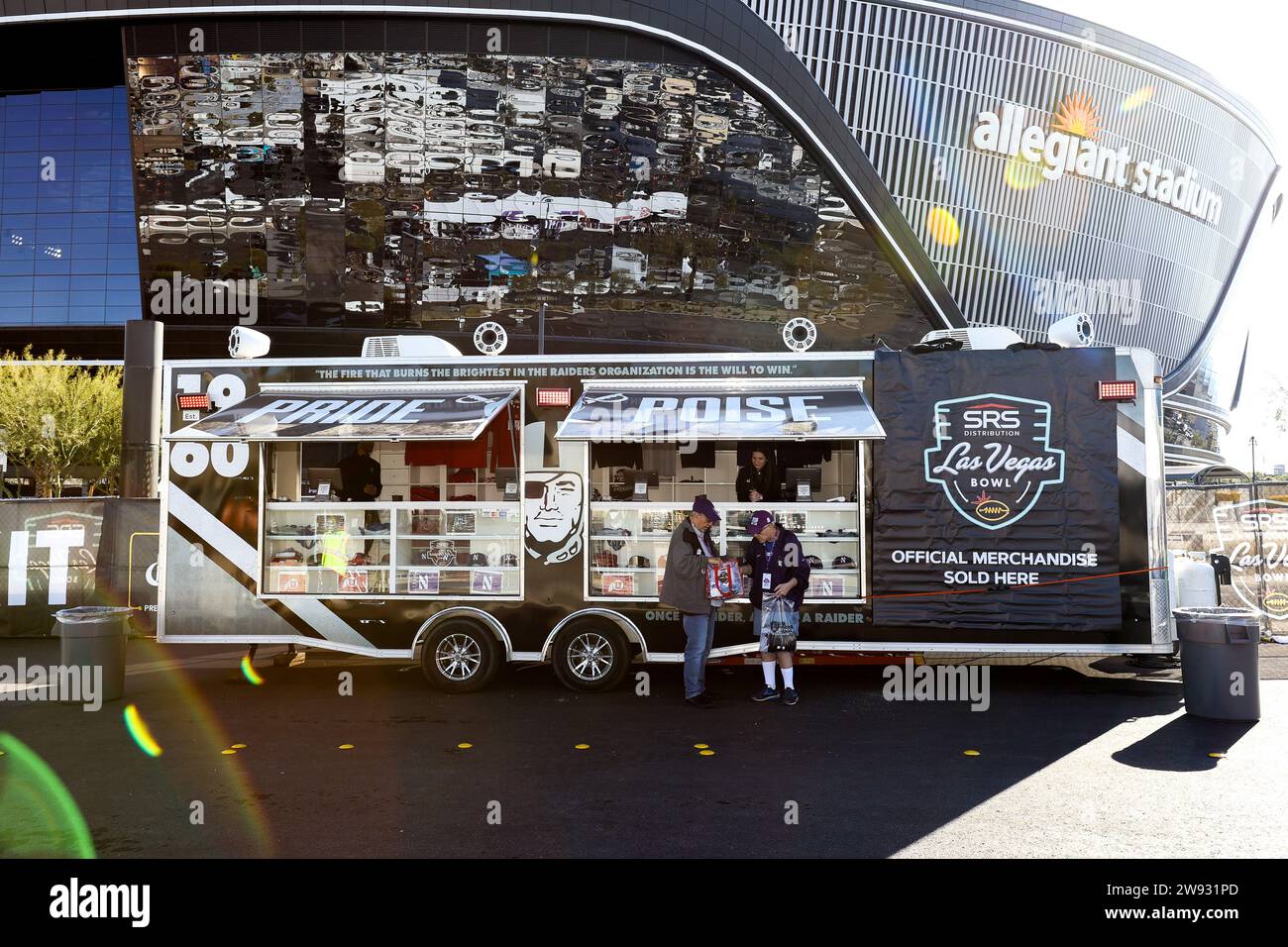 Las Vegas, NV, USA. 23rd Dec, 2023. A view of the merchandise trailer